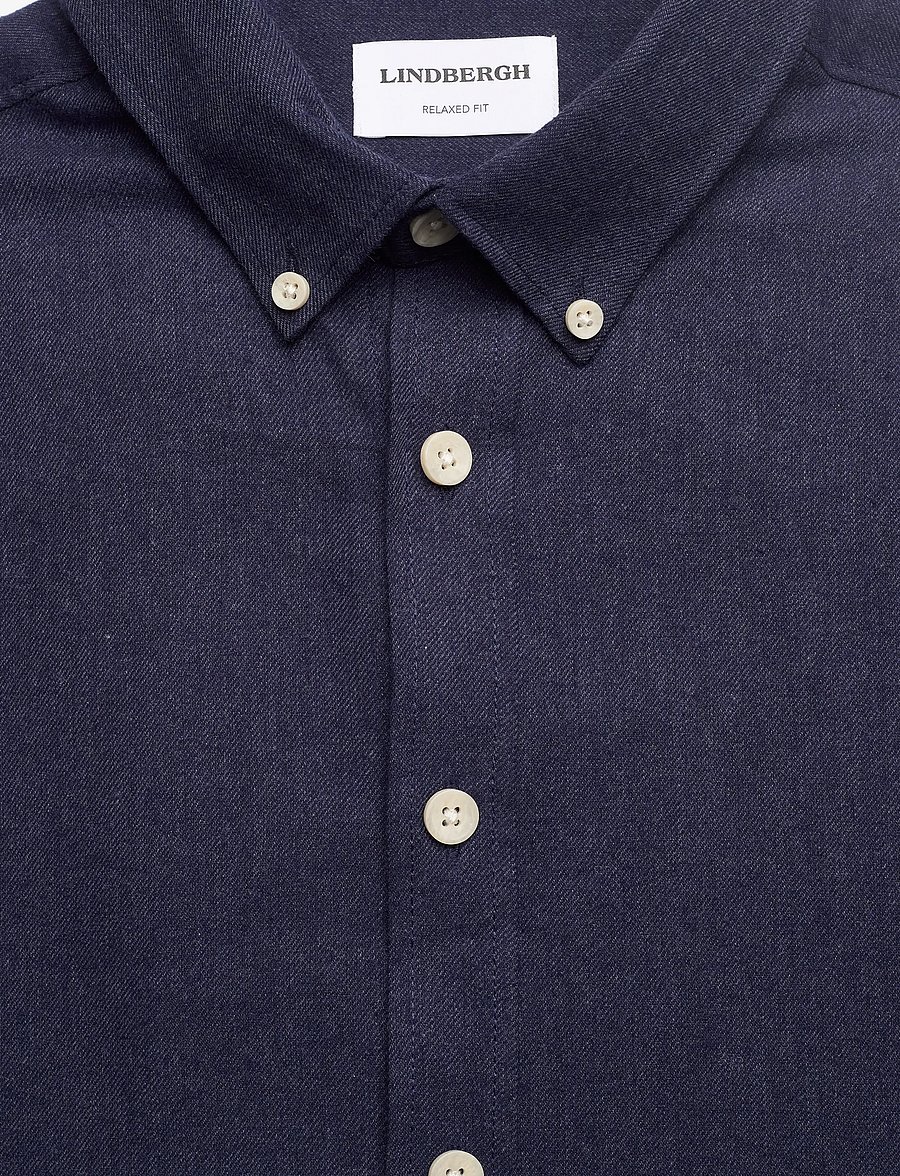 Lindbergh - Mélange brushed shirt L/S - Regular - casual skjorter - navy - 2