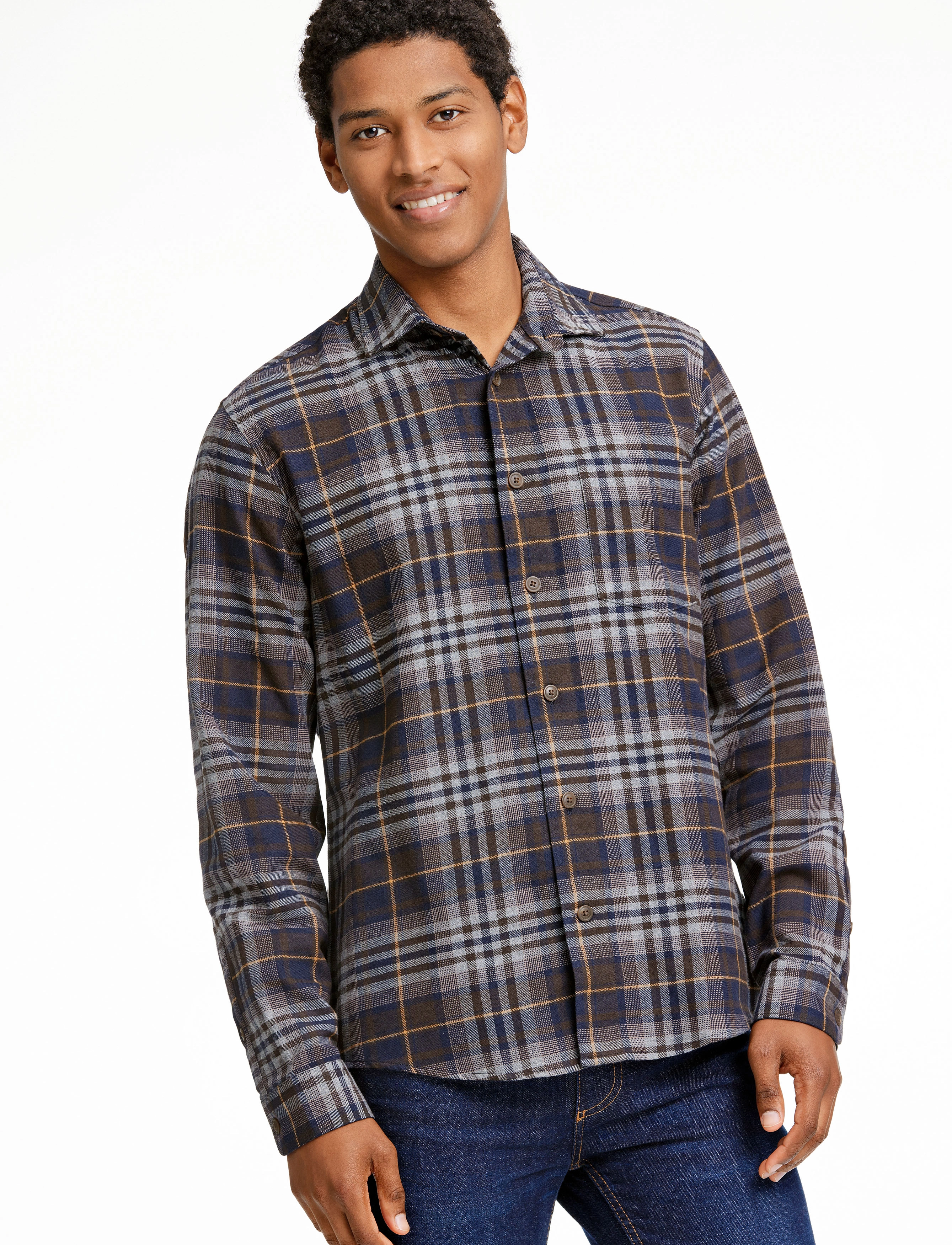 Lindbergh Checked twill shirt L/S - Karierte Hemden - BROWN / brown