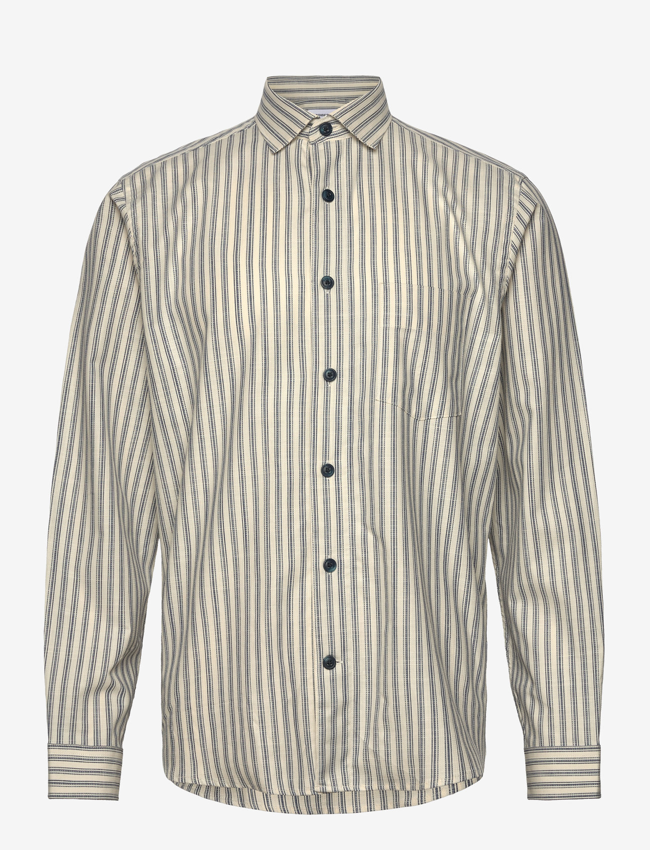 Lindbergh - Striped cotton shirt L/S - striped shirts - navy - 1