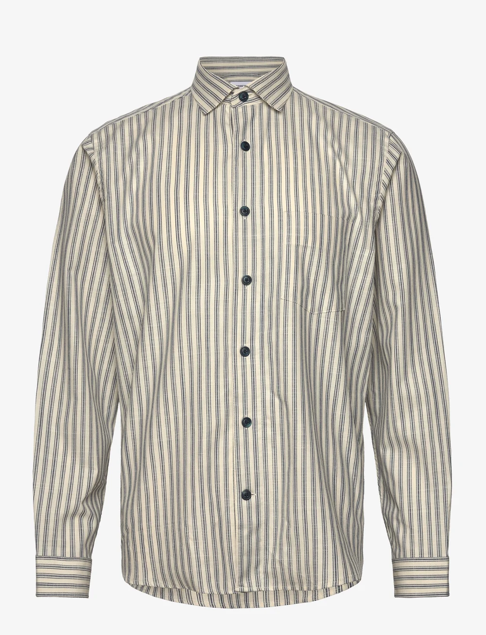 Lindbergh - Striped cotton shirt L/S - randiga skjortor - navy - 1