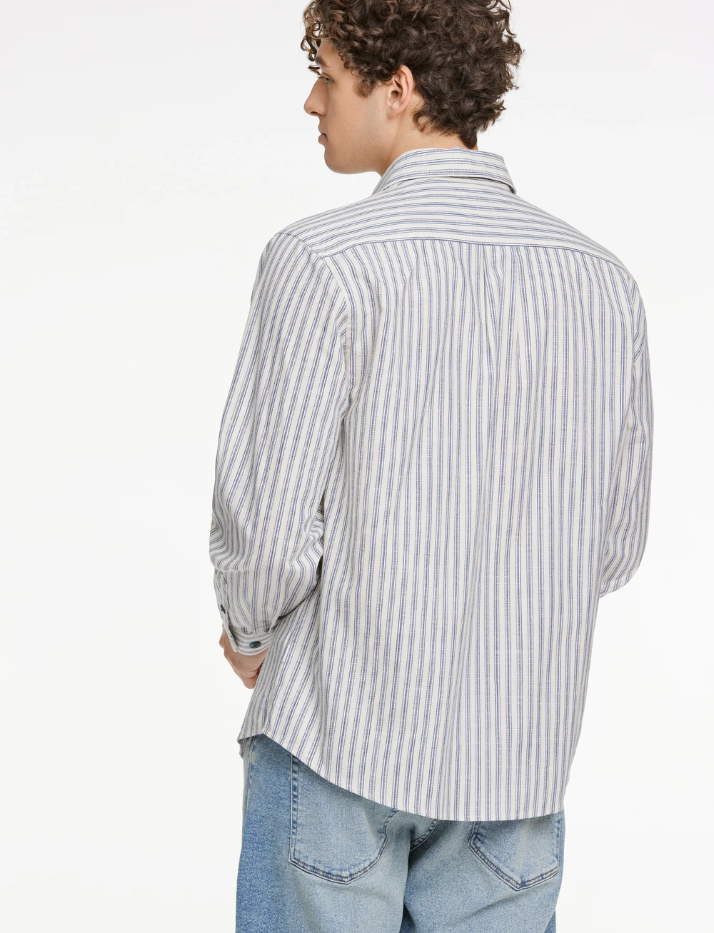 Lindbergh - Striped cotton shirt L/S - randiga skjortor - navy - 3