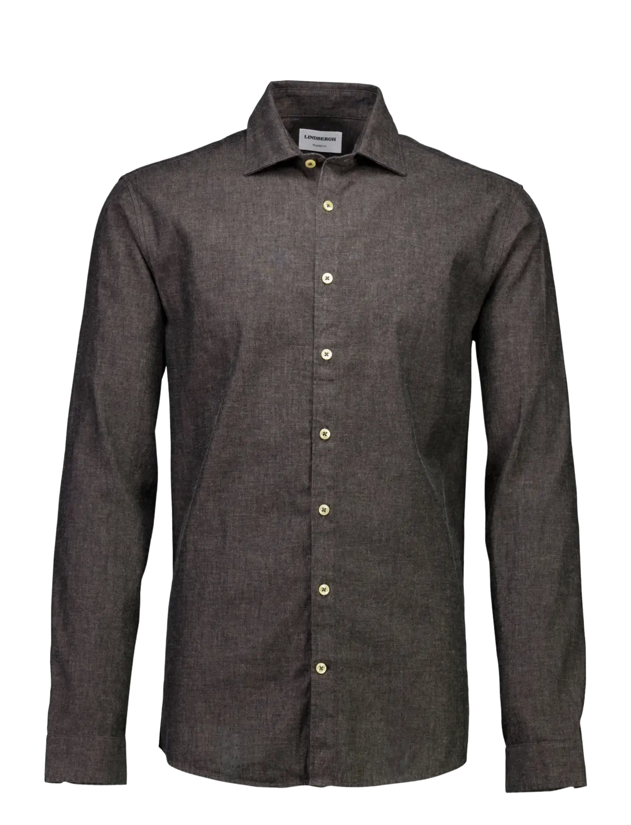 LINDBERGH Soft Indigo Stretch Shirt L/S Grau - L - Herren