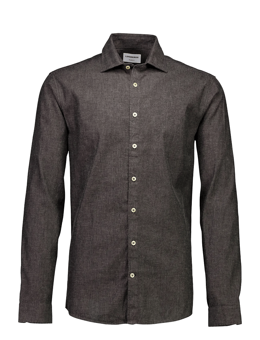 Lindbergh - Soft indigo stretch shirt L/S - casual shirts - black - 1