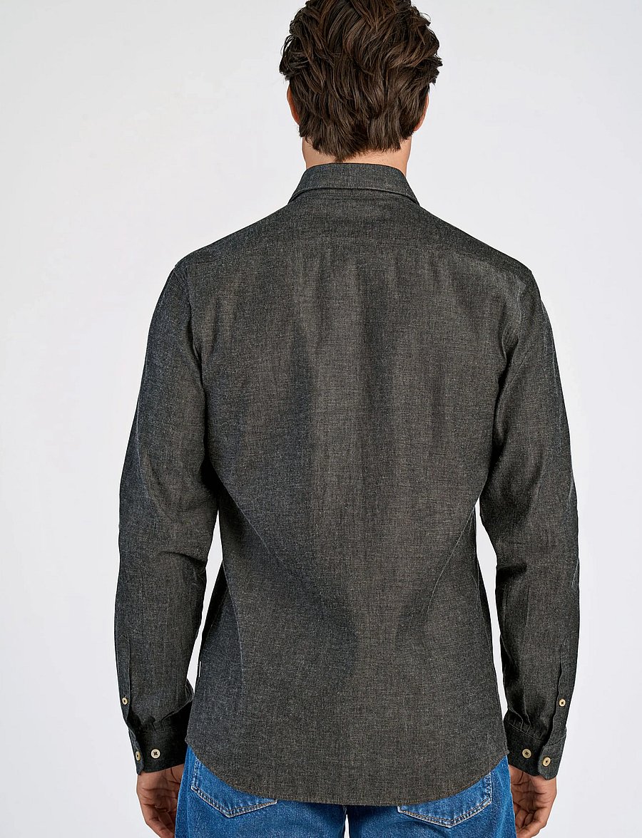 Lindbergh - Soft indigo stretch shirt L/S - casual shirts - black - 4