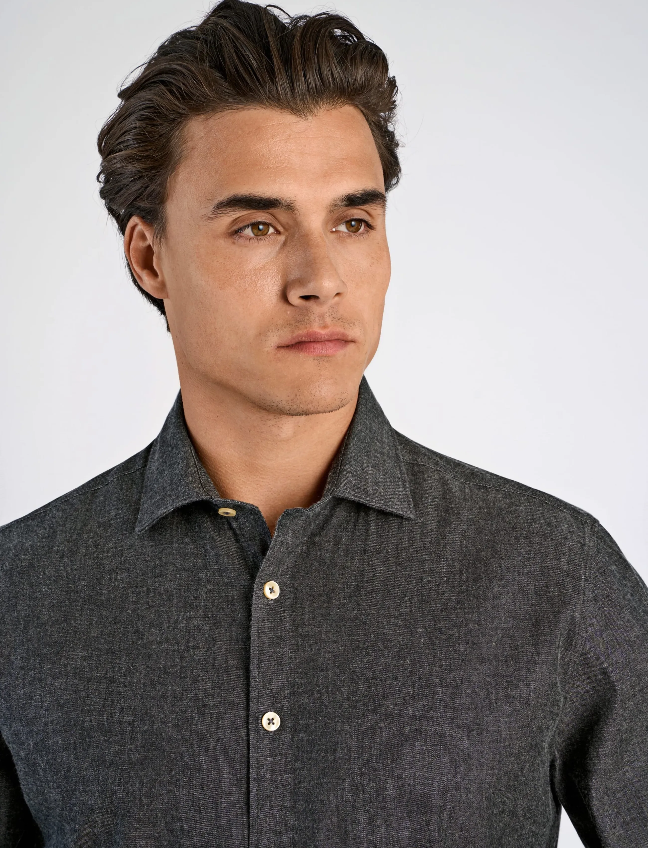 Lindbergh - Soft indigo stretch shirt L/S - casual hemden - black - 5