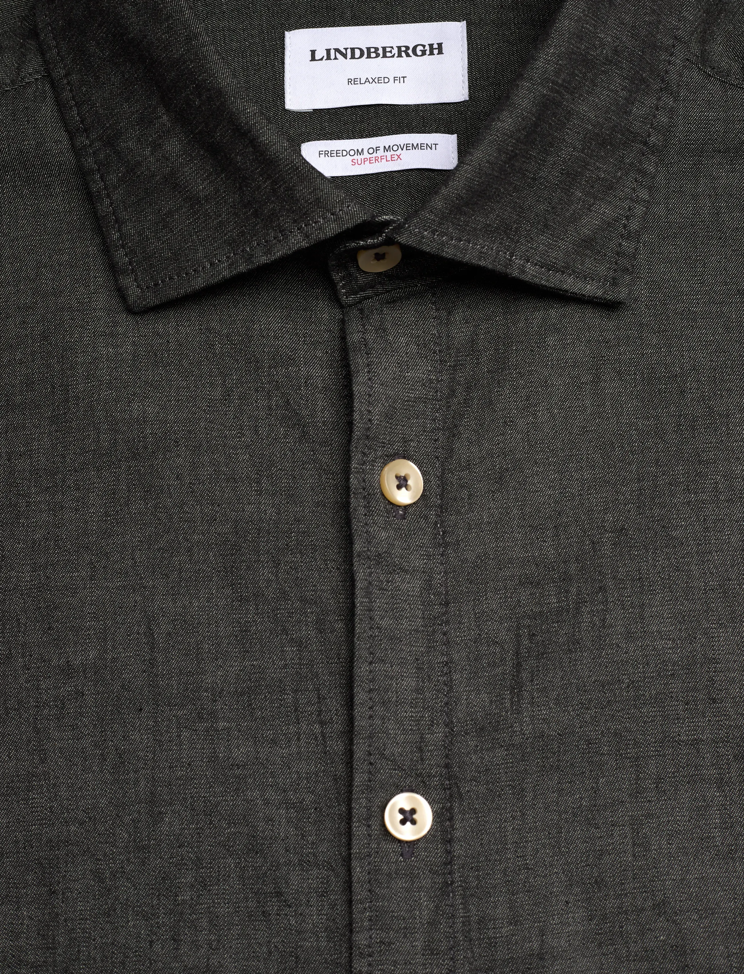 Lindbergh - Soft indigo stretch shirt L/S - casual shirts - black - 2