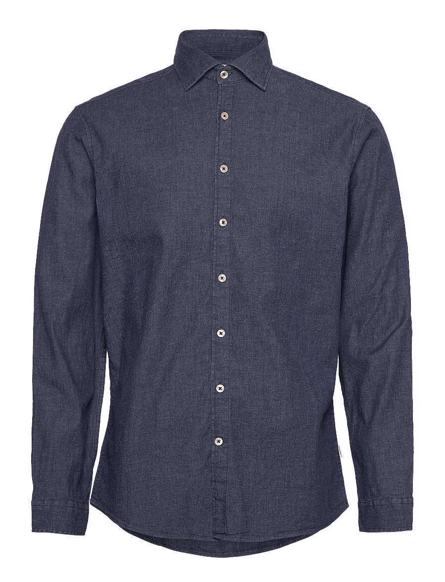 Lindbergh - Soft indigo stretch shirt L/S - freizeithemden - dk blue - 1