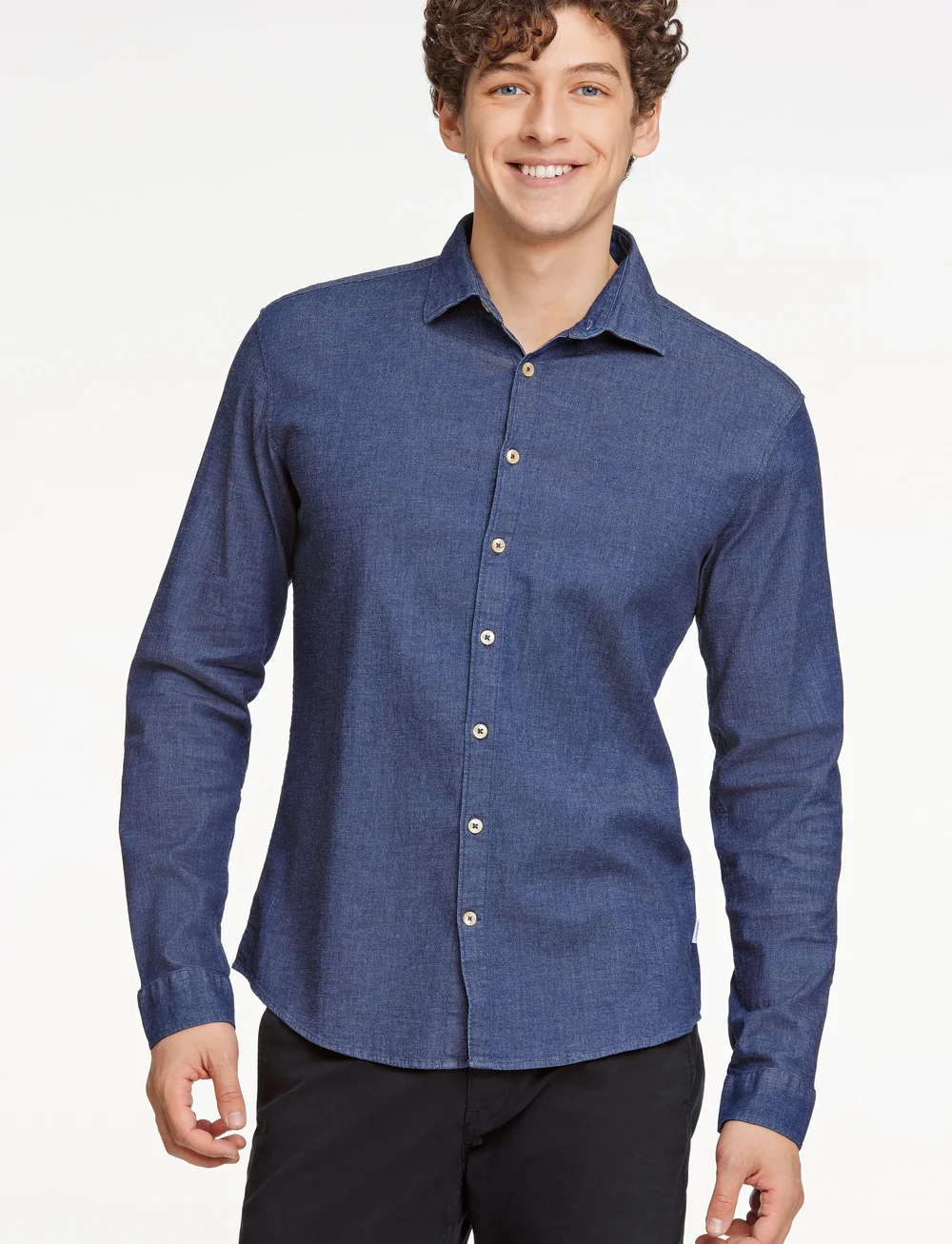 Lindbergh - Soft indigo stretch shirt L/S - casual overhemden - dk blue - 0
