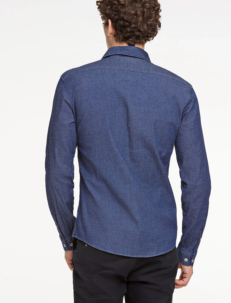 Lindbergh - Soft indigo stretch shirt L/S - freizeithemden - dk blue - 3