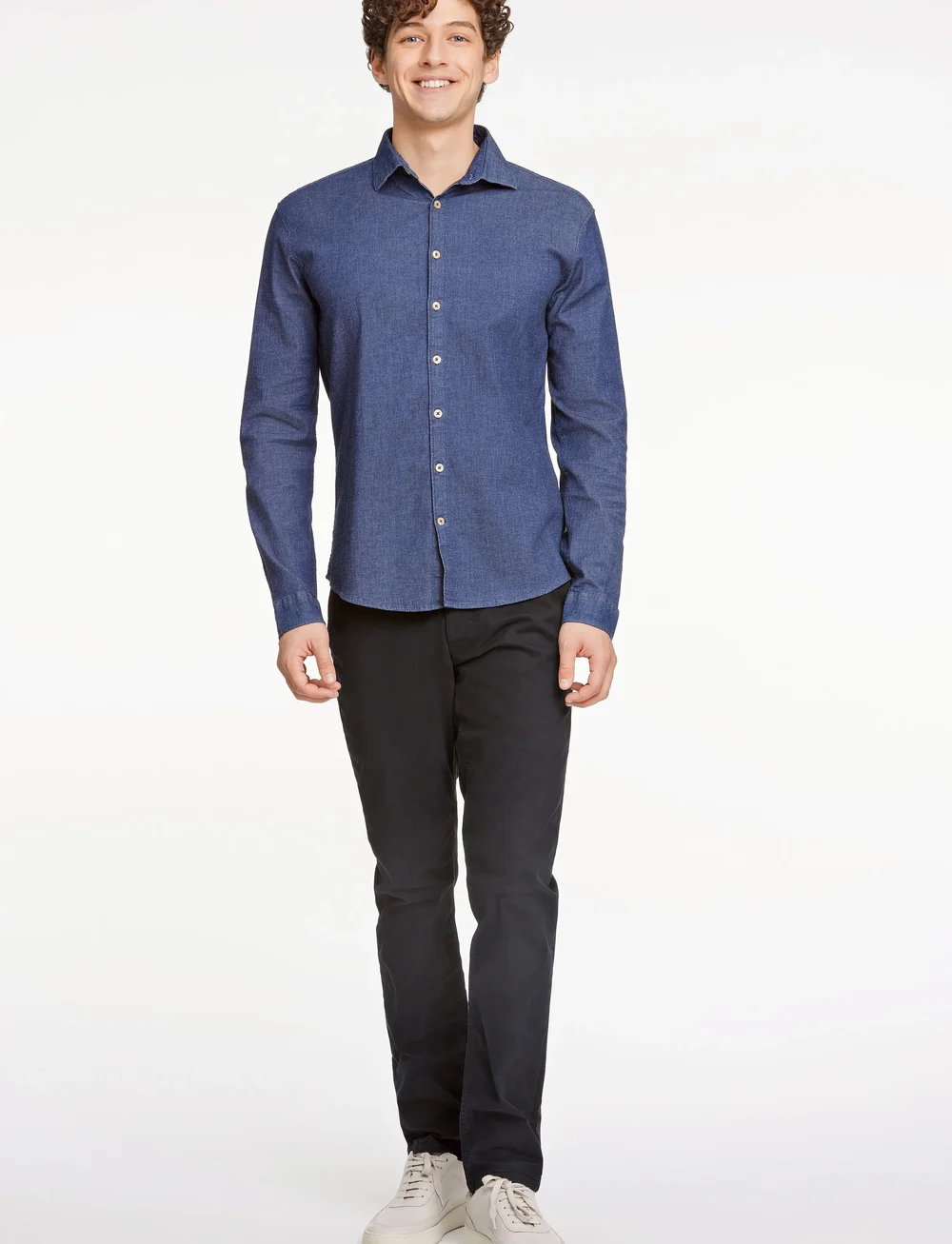 Lindbergh - Soft indigo stretch shirt L/S - casual overhemden - dk blue - 4