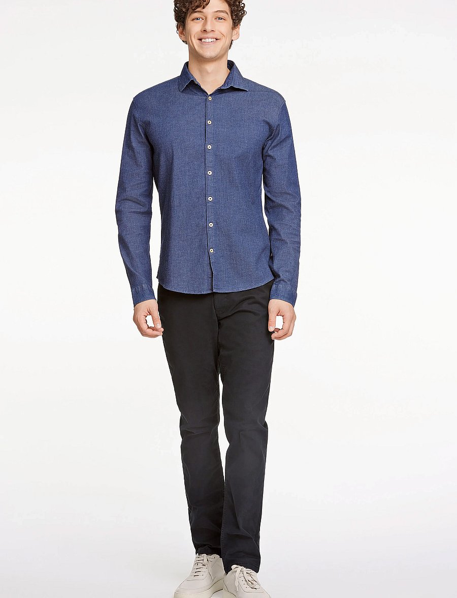 Lindbergh - Soft indigo stretch shirt L/S - freizeithemden - dk blue - 4