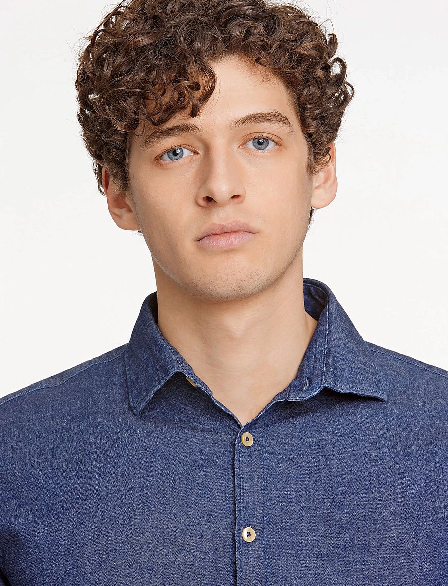 Lindbergh - Soft indigo stretch shirt L/S - freizeithemden - dk blue - 5