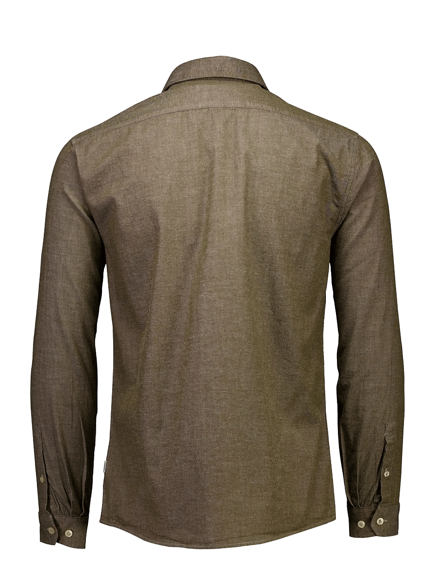 Lindbergh - Soft indigo stretch shirt L/S - vabaajasärgid - dk olive - 2