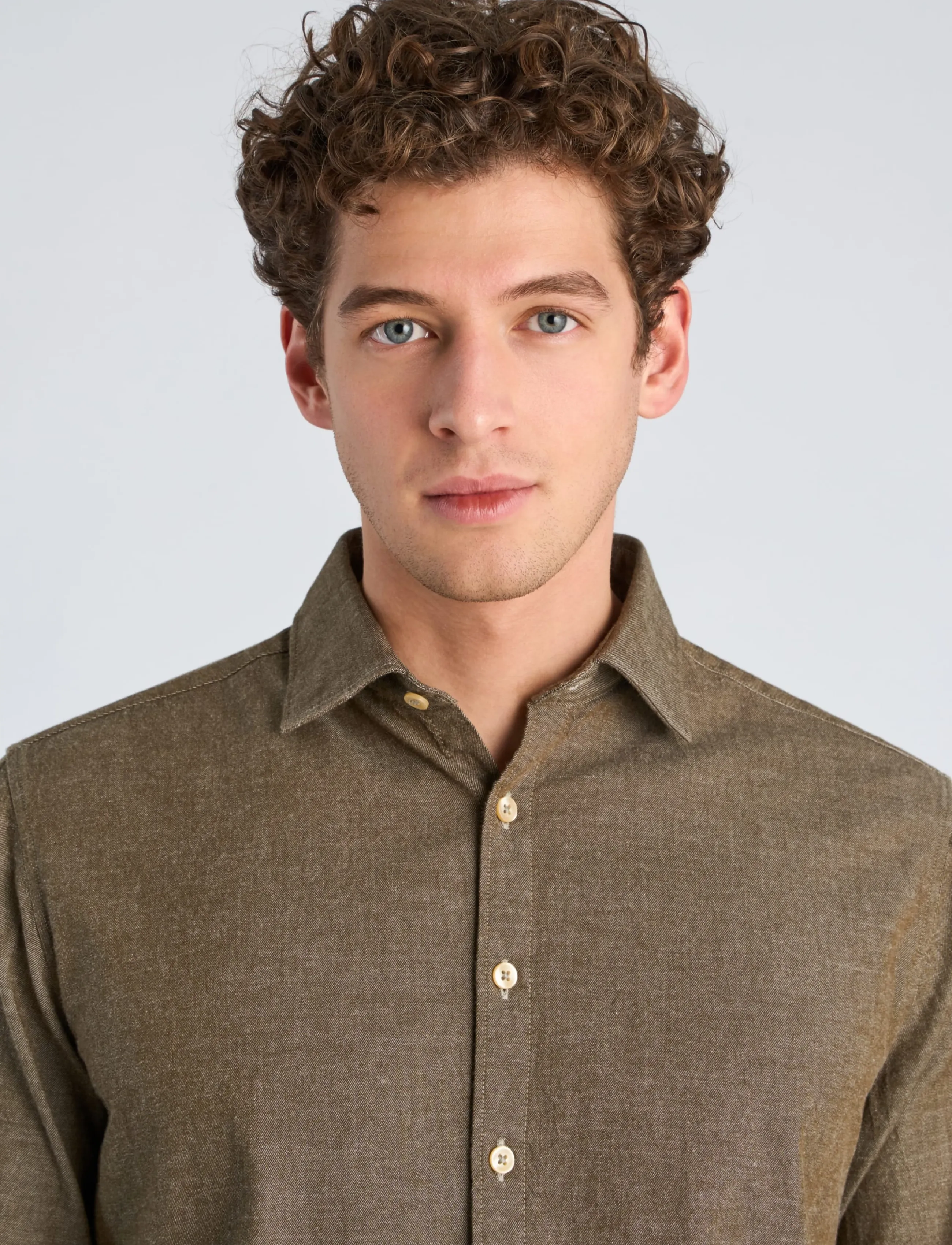 Lindbergh - Soft indigo stretch shirt L/S - casual skjortor - dk olive - 5