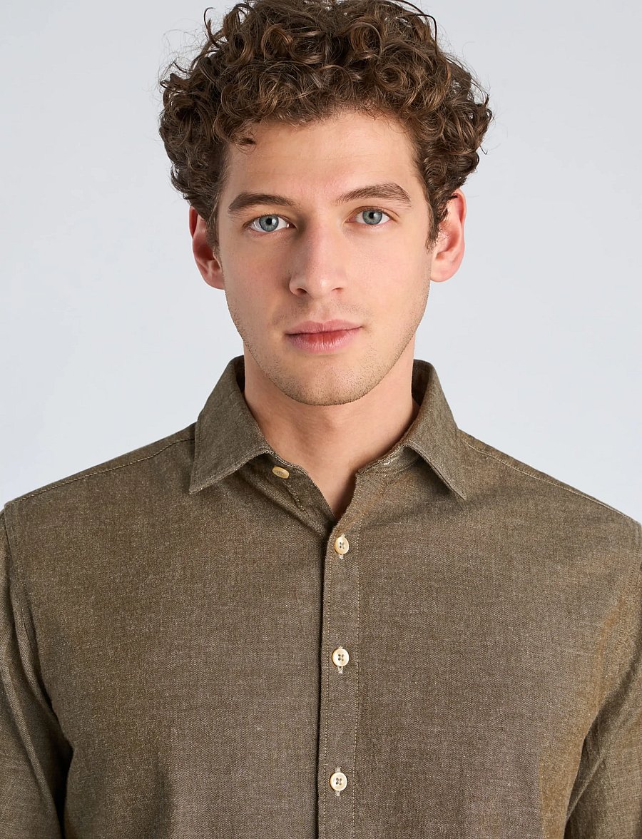 Lindbergh - Soft indigo stretch shirt L/S - vabaajasärgid - dk olive - 5