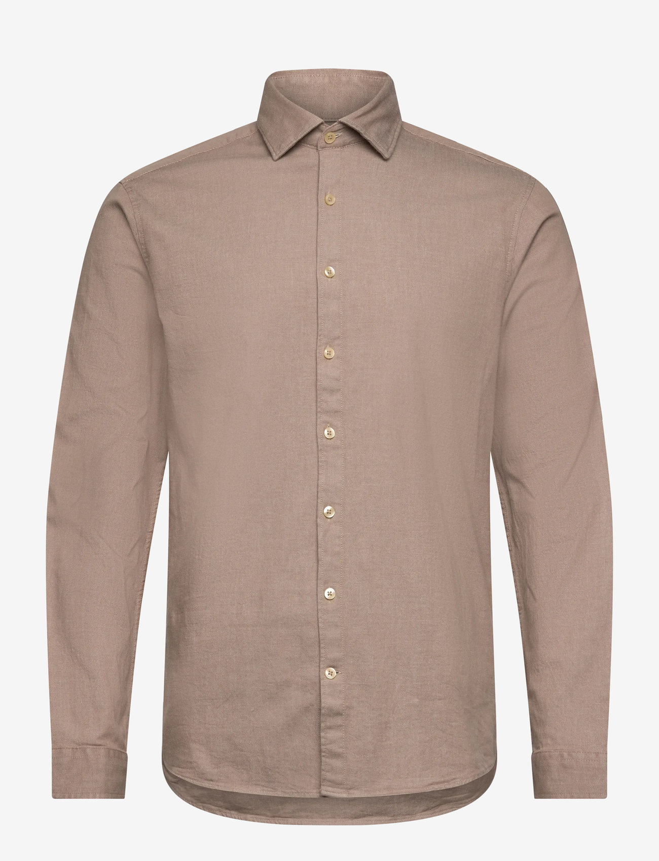 Lindbergh - Soft indigo stretch shirt L/S - casual skjortor - dk sand - 1