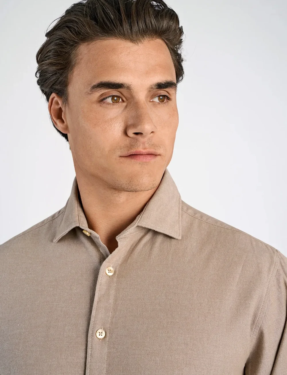 Lindbergh - Soft indigo stretch shirt L/S - casual hemden - dk sand - 3