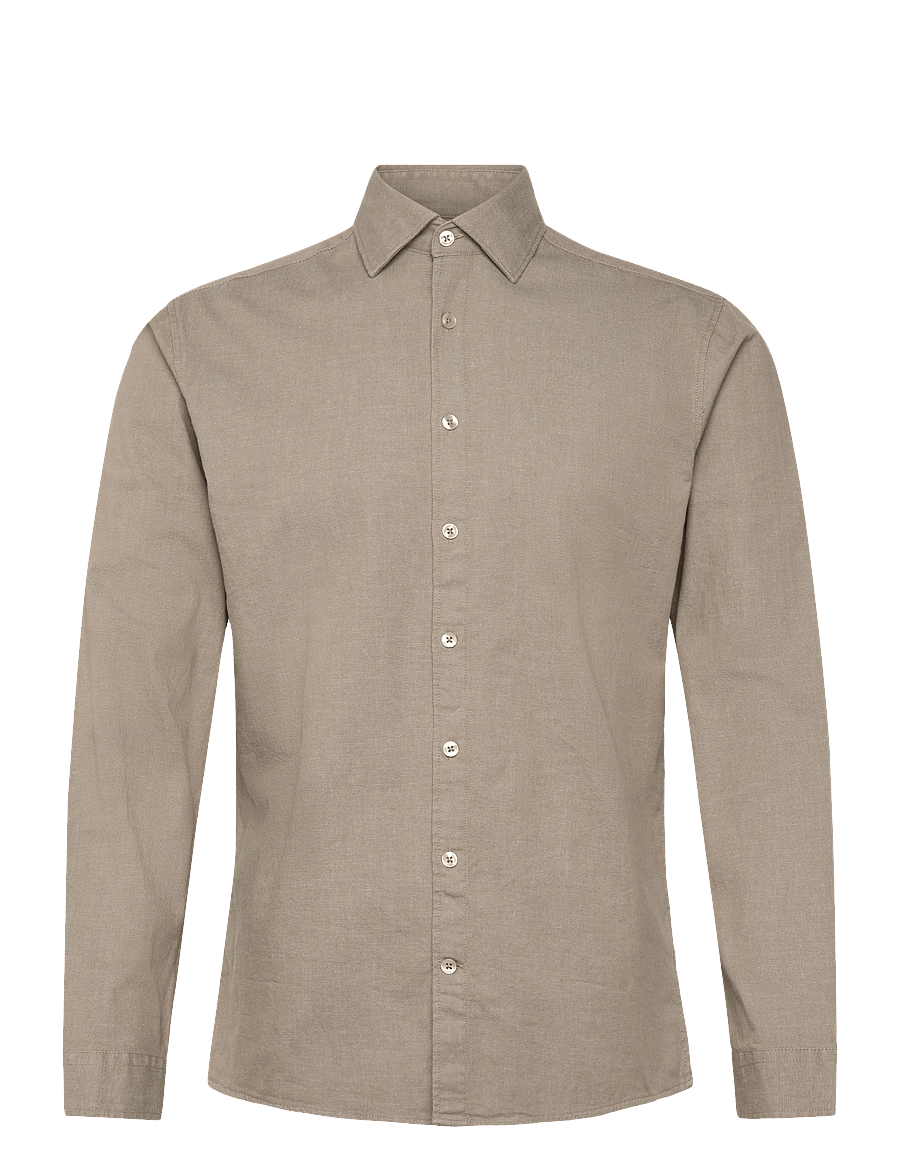 Lindbergh - Soft indigo stretch shirt L/S - casual shirts - dusty green - 1