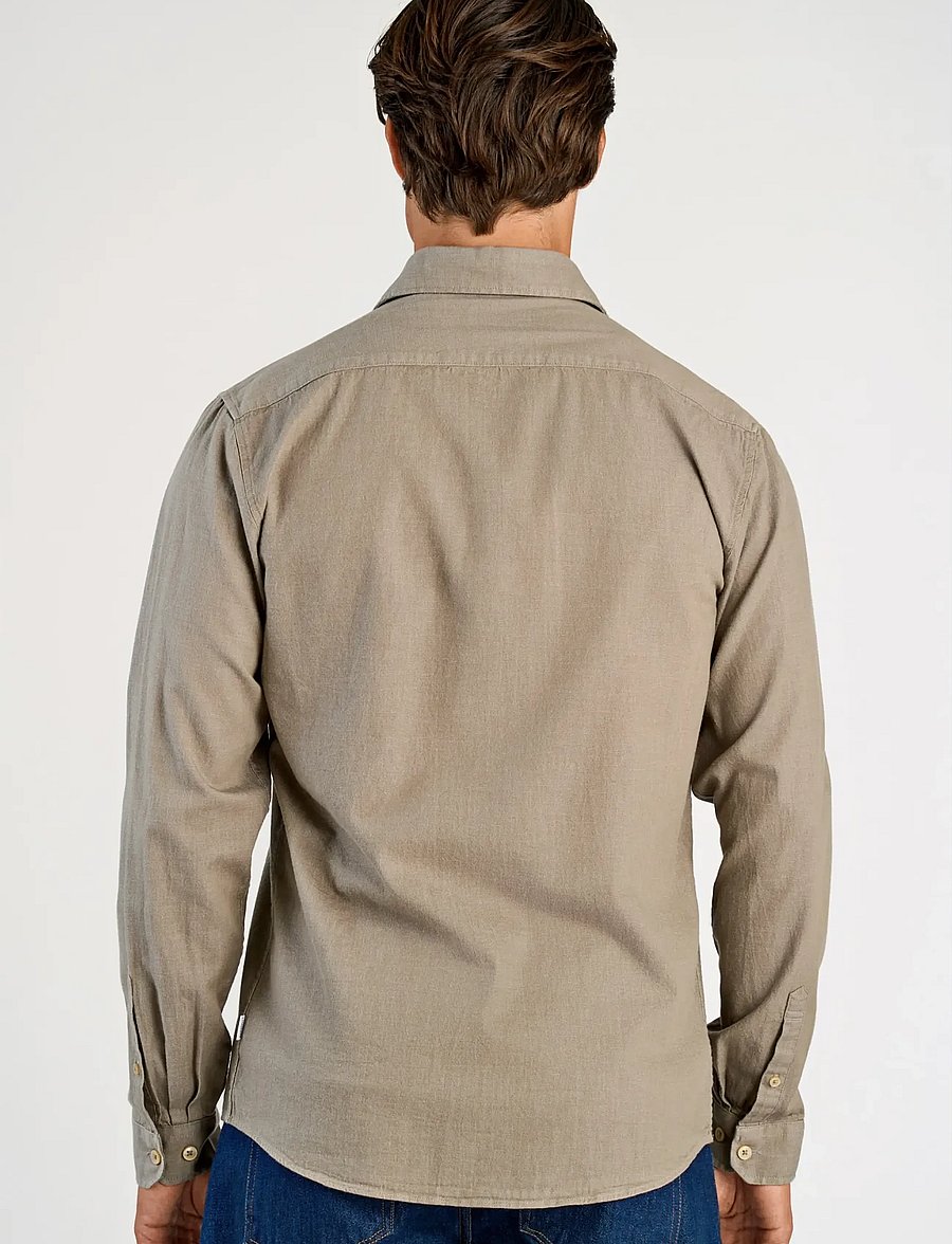 Lindbergh - Soft indigo stretch shirt L/S - casual shirts - dusty green - 4