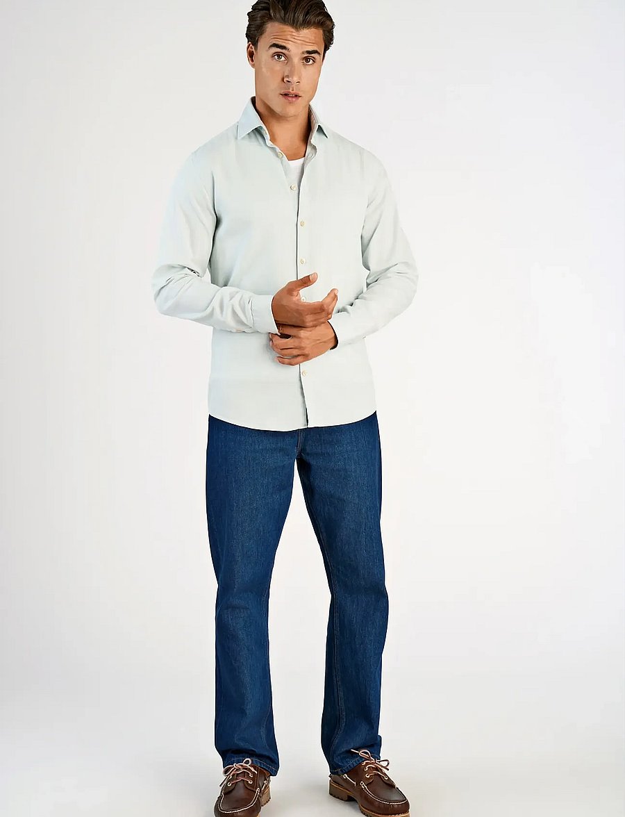 Lindbergh - Soft indigo stretch shirt L/S - casual skjorter - ice blue - 0