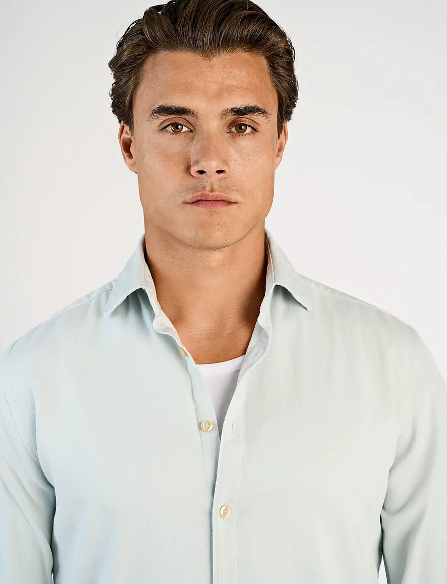 Lindbergh - Soft indigo stretch shirt L/S - casual skjorter - ice blue - 5