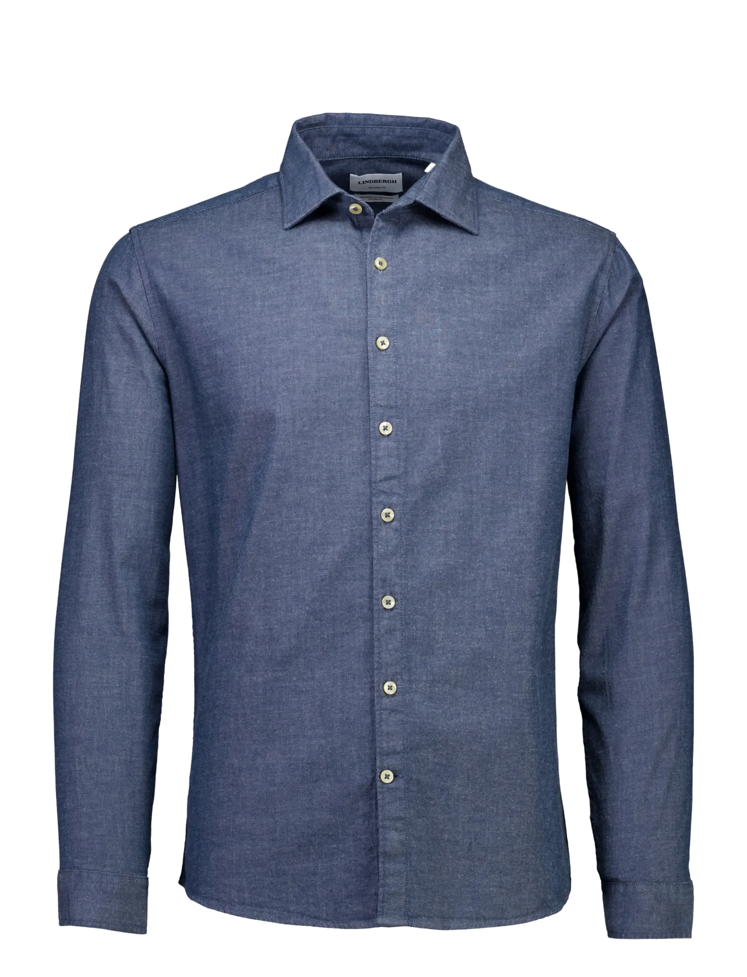 Lindbergh - Soft indigo stretch shirt L/S - casual skjortor - mid blue - 1
