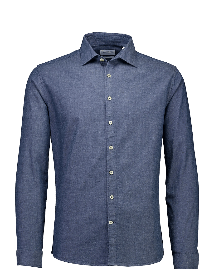 Lindbergh - Soft indigo stretch shirt L/S - freizeithemden - mid blue - 1