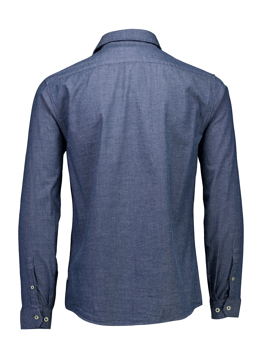 Lindbergh - Soft indigo stretch shirt L/S - freizeithemden - mid blue - 2