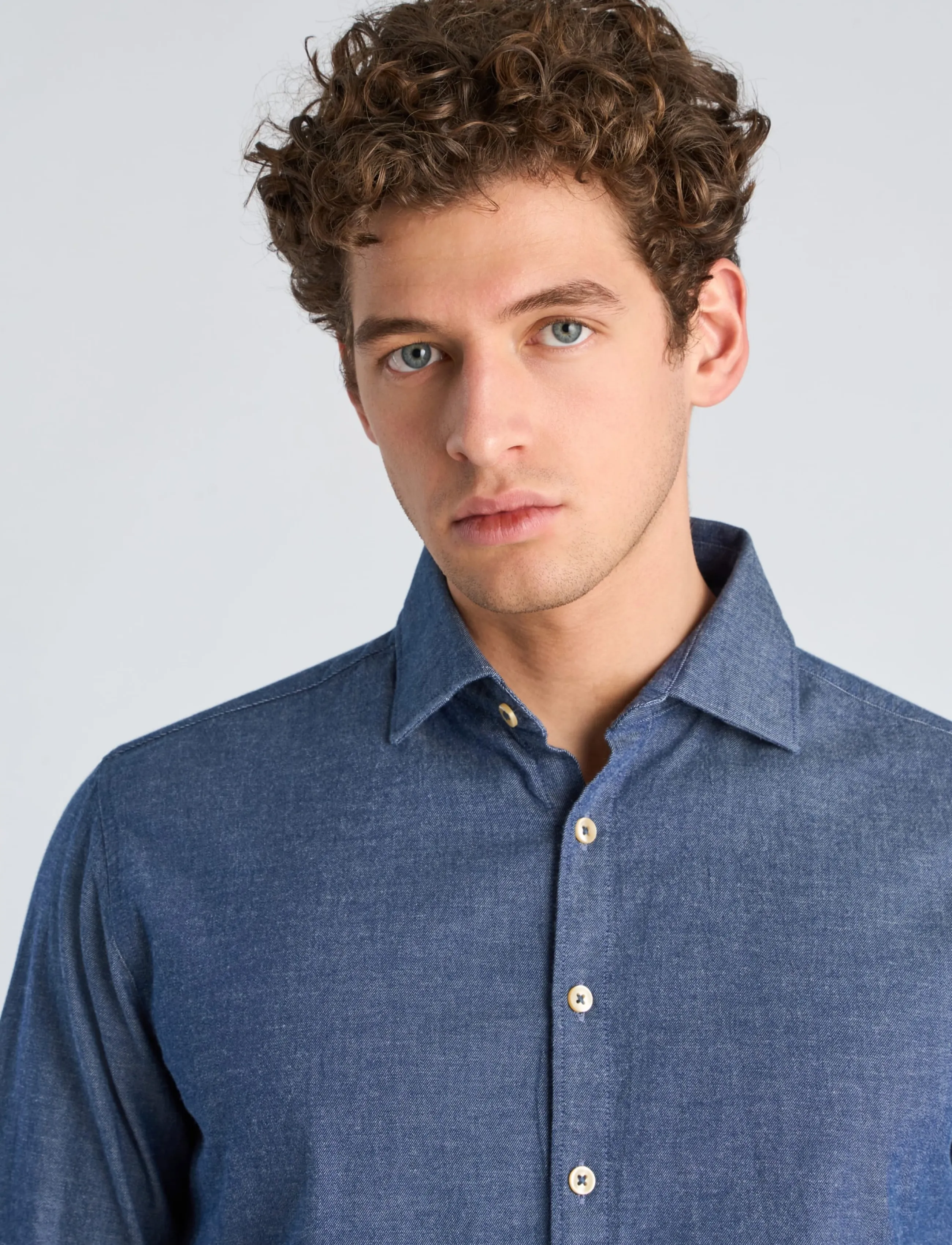 Lindbergh - Soft indigo stretch shirt L/S - casual skjortor - mid blue - 5