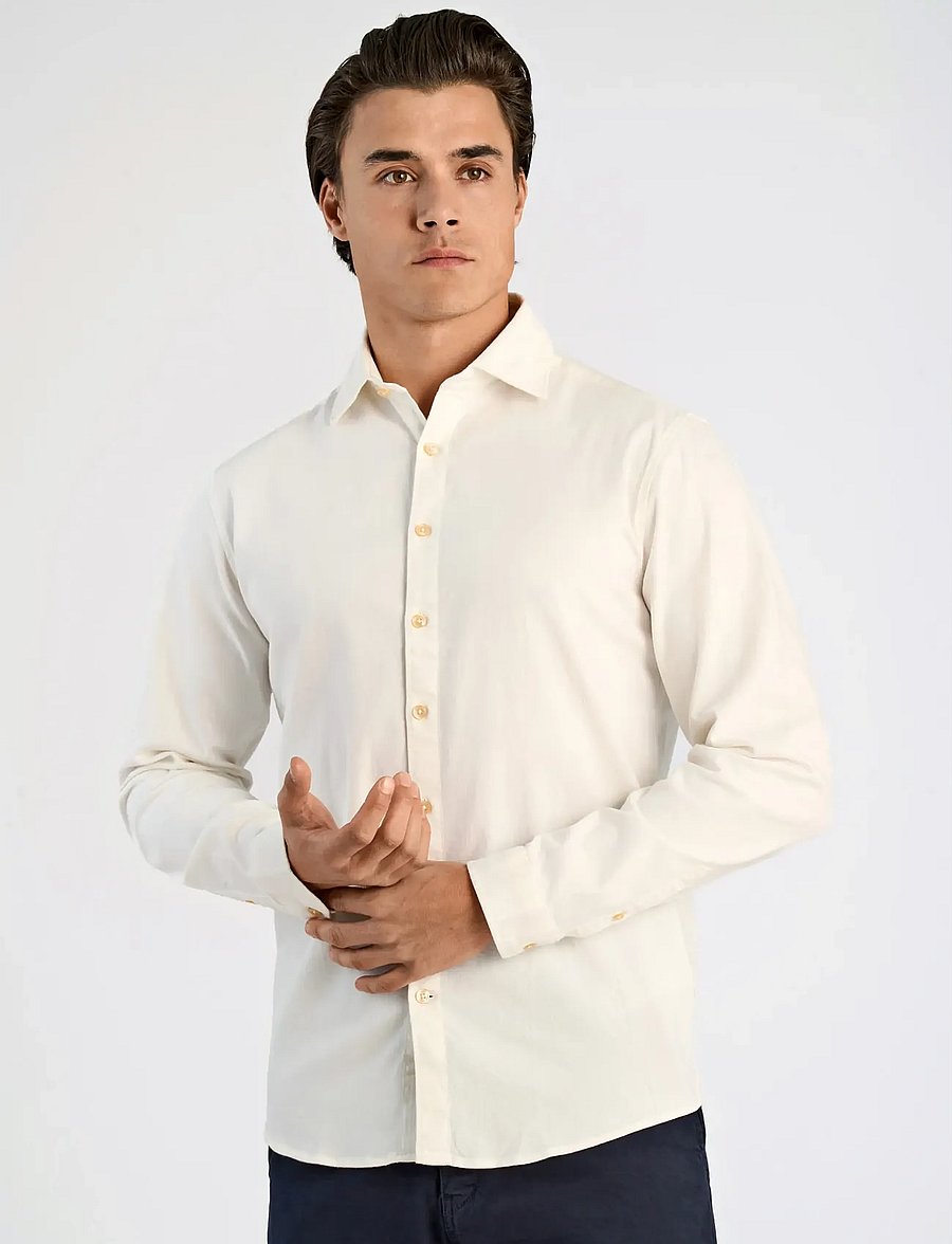 Lindbergh - Soft indigo stretch shirt L/S - freizeithemden - off white - 3