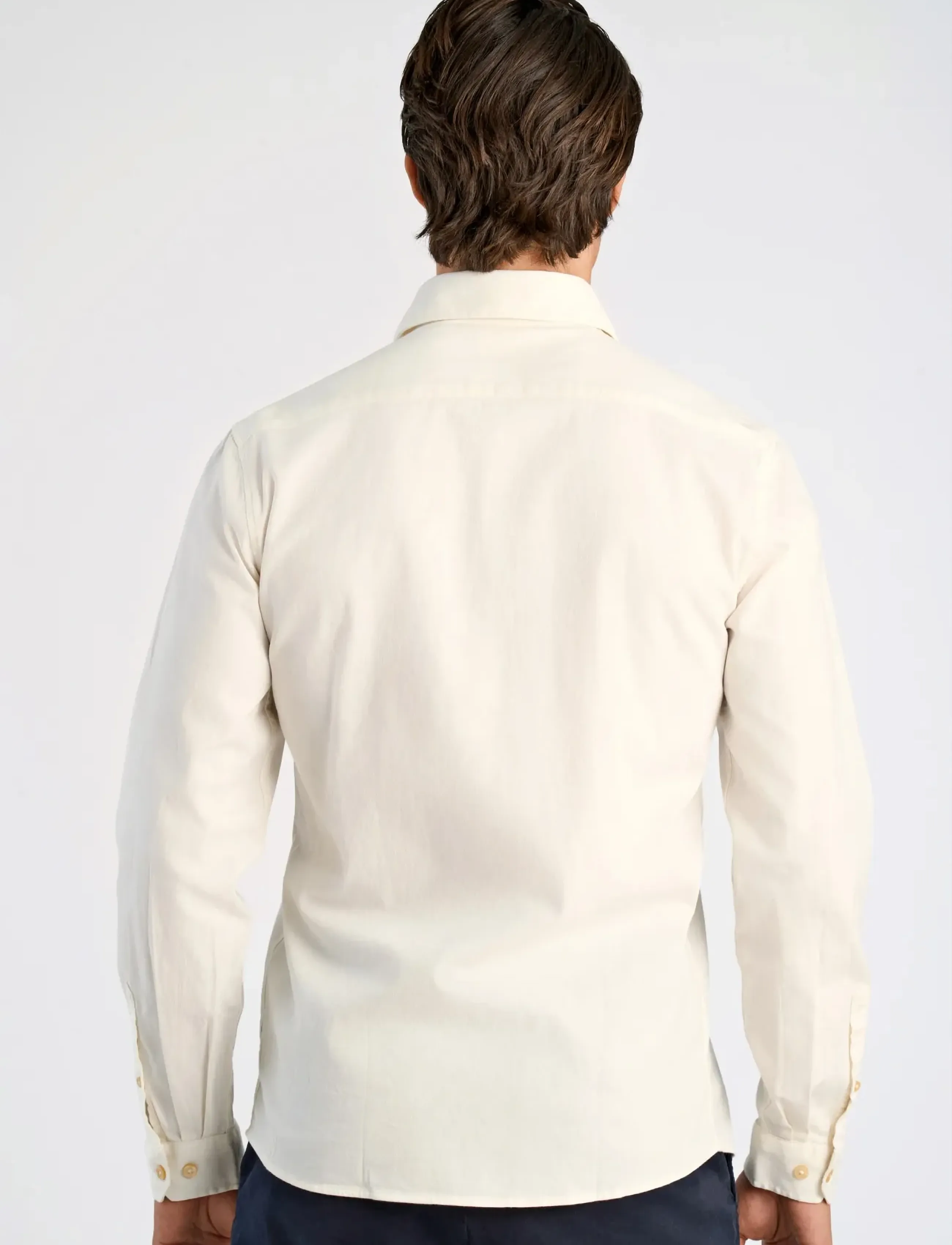 Lindbergh - Soft indigo stretch shirt L/S - casual shirts - off white - 4