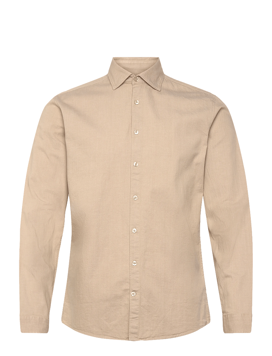 Lindbergh - Soft indigo stretch shirt L/S - casual skjortor - sand - 1