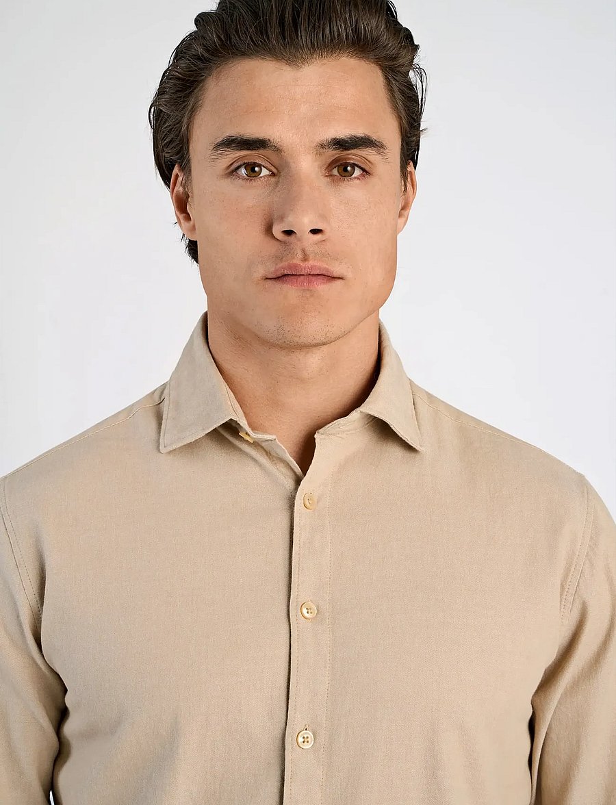 Lindbergh - Soft indigo stretch shirt L/S - casual skjortor - sand - 5