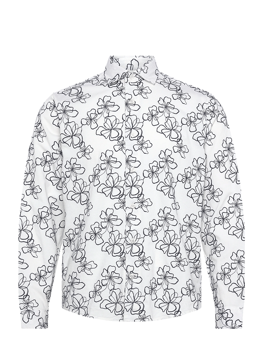 Lindbergh - Washed denim shirt w?. embroidery L - raštuoti marškiniai - off white - 1