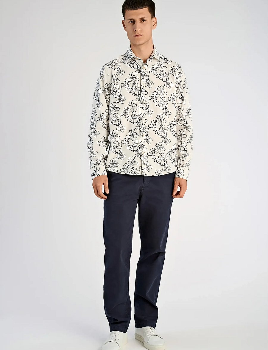 Lindbergh - Washed denim shirt w?. embroidery L - raštuoti marškiniai - off white - 0