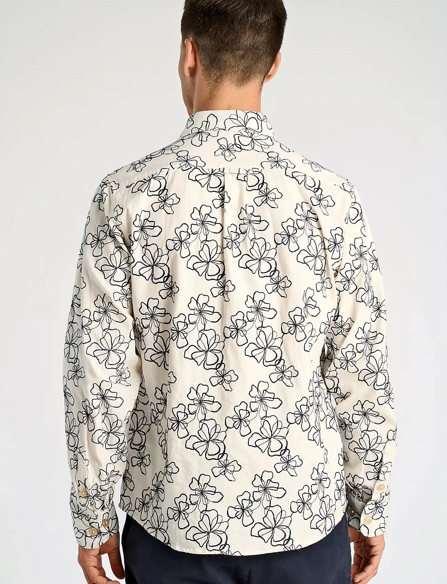 Lindbergh - Washed denim shirt w?. embroidery L - raštuoti marškiniai - off white - 4