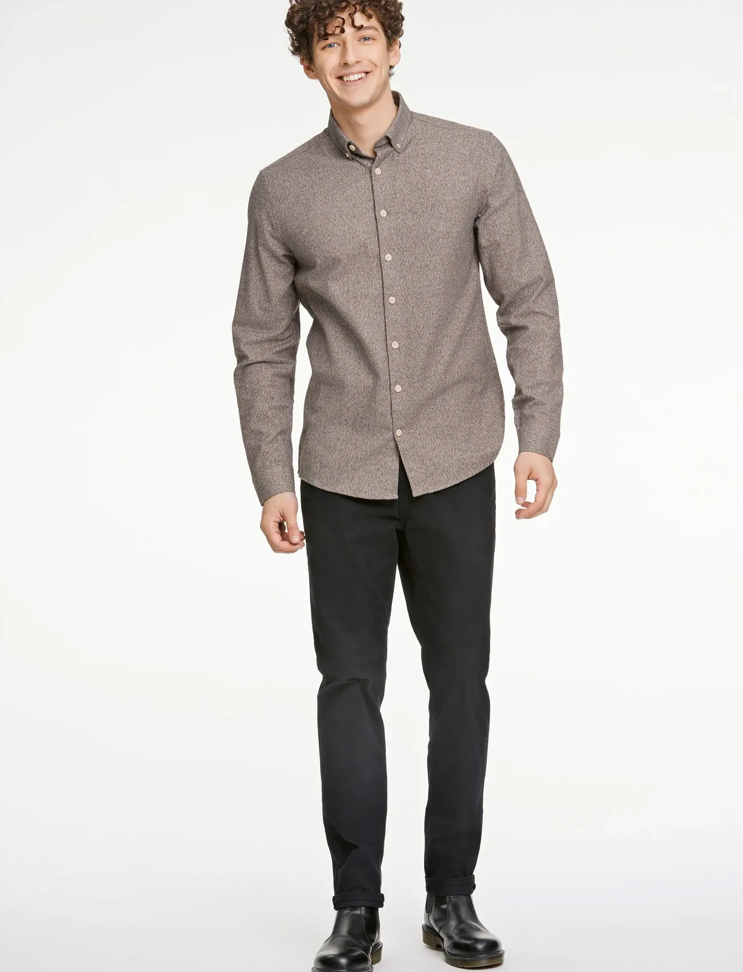 Lindbergh - Business casual shirt in twill - formelle hemden - brown - 0