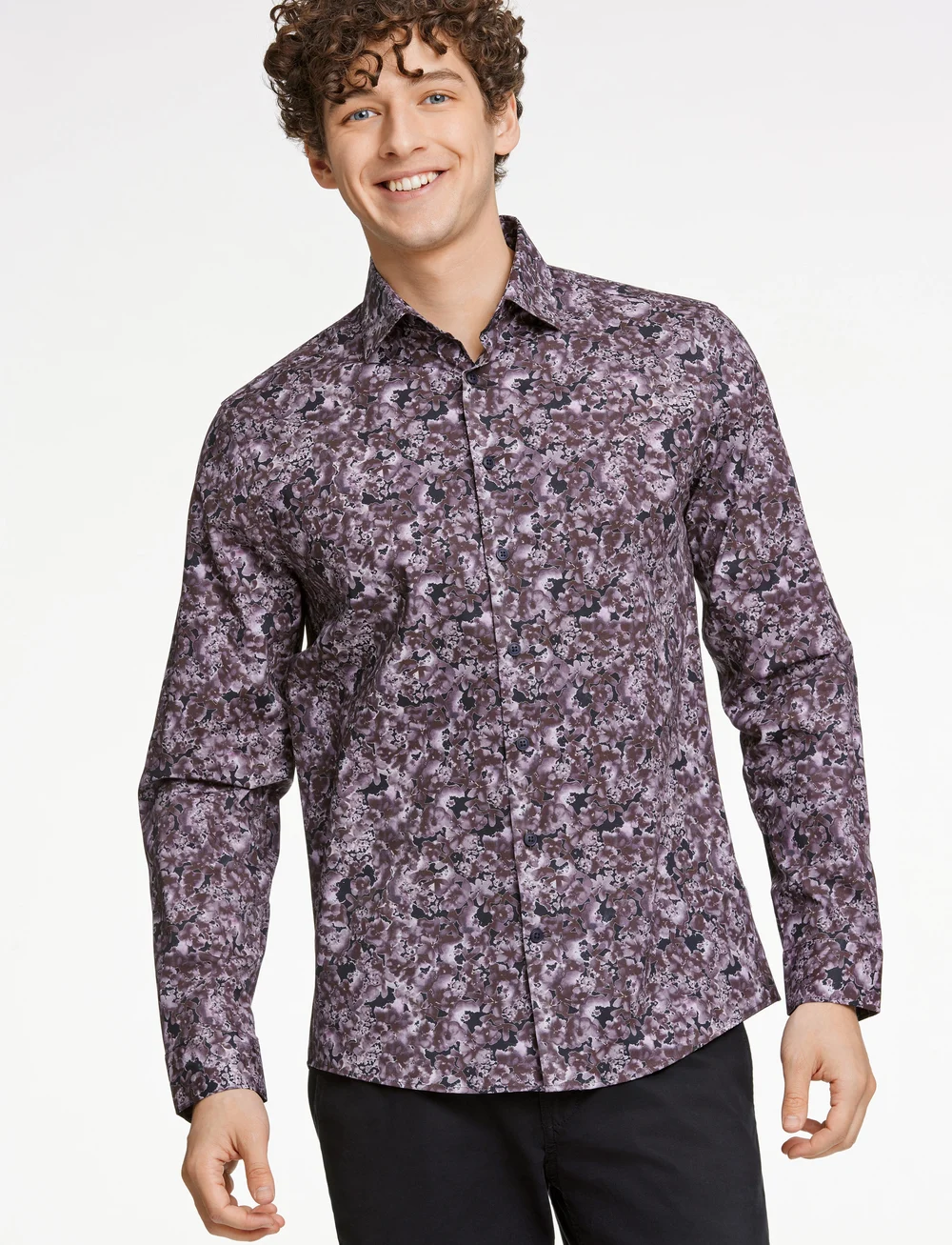Lindbergh - AOP Floral shirt L/S - mustriga särgid - berry brown - 0