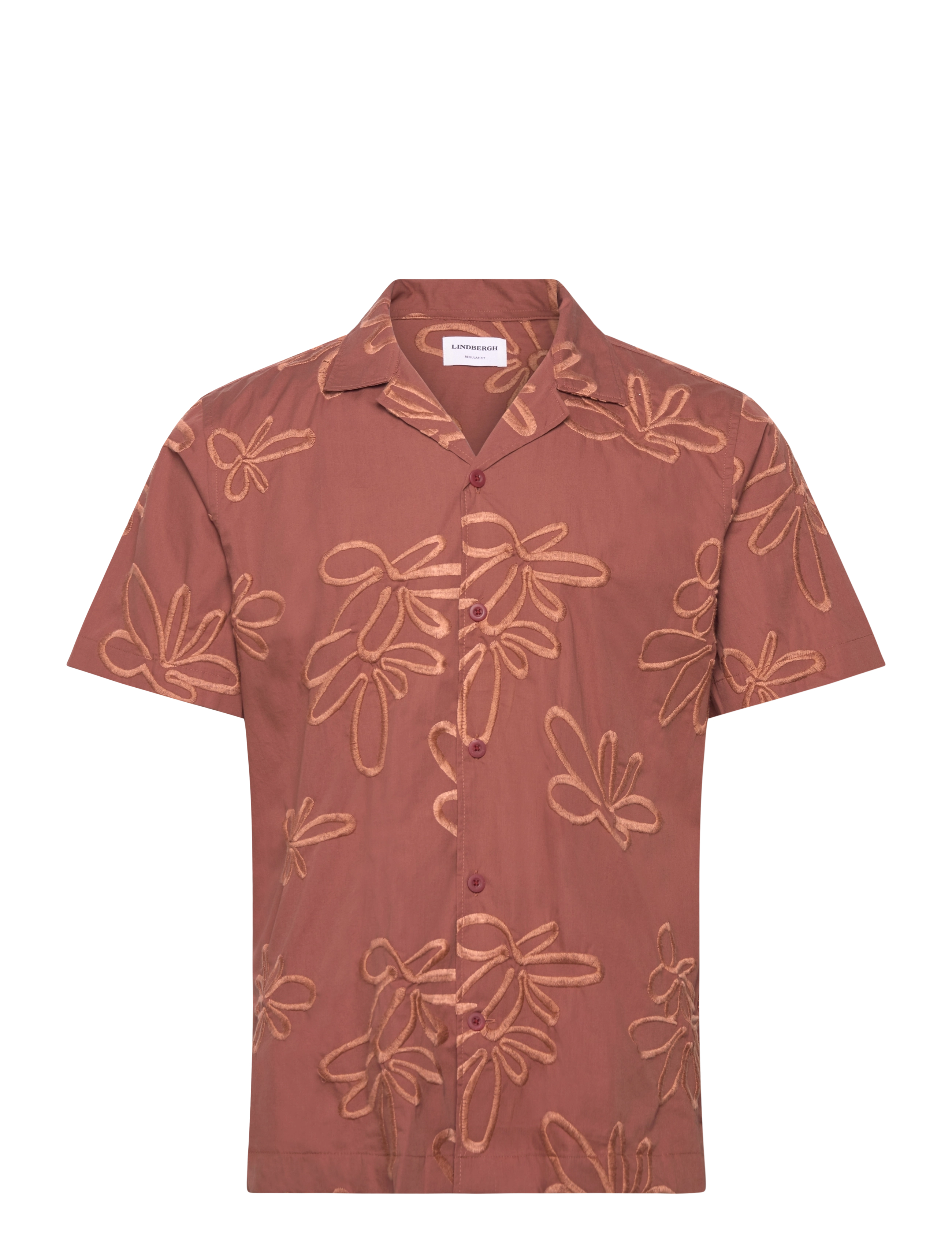 LINDBERGH Bestickt Baumwolle Shirt S/S Rot - L - Herren