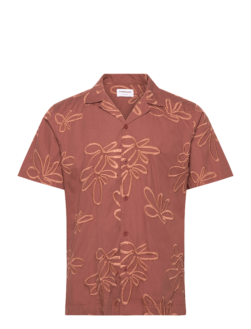 Lindbergh - Embroidered cotton shirt S/S - krótki rękaw - clay - 1