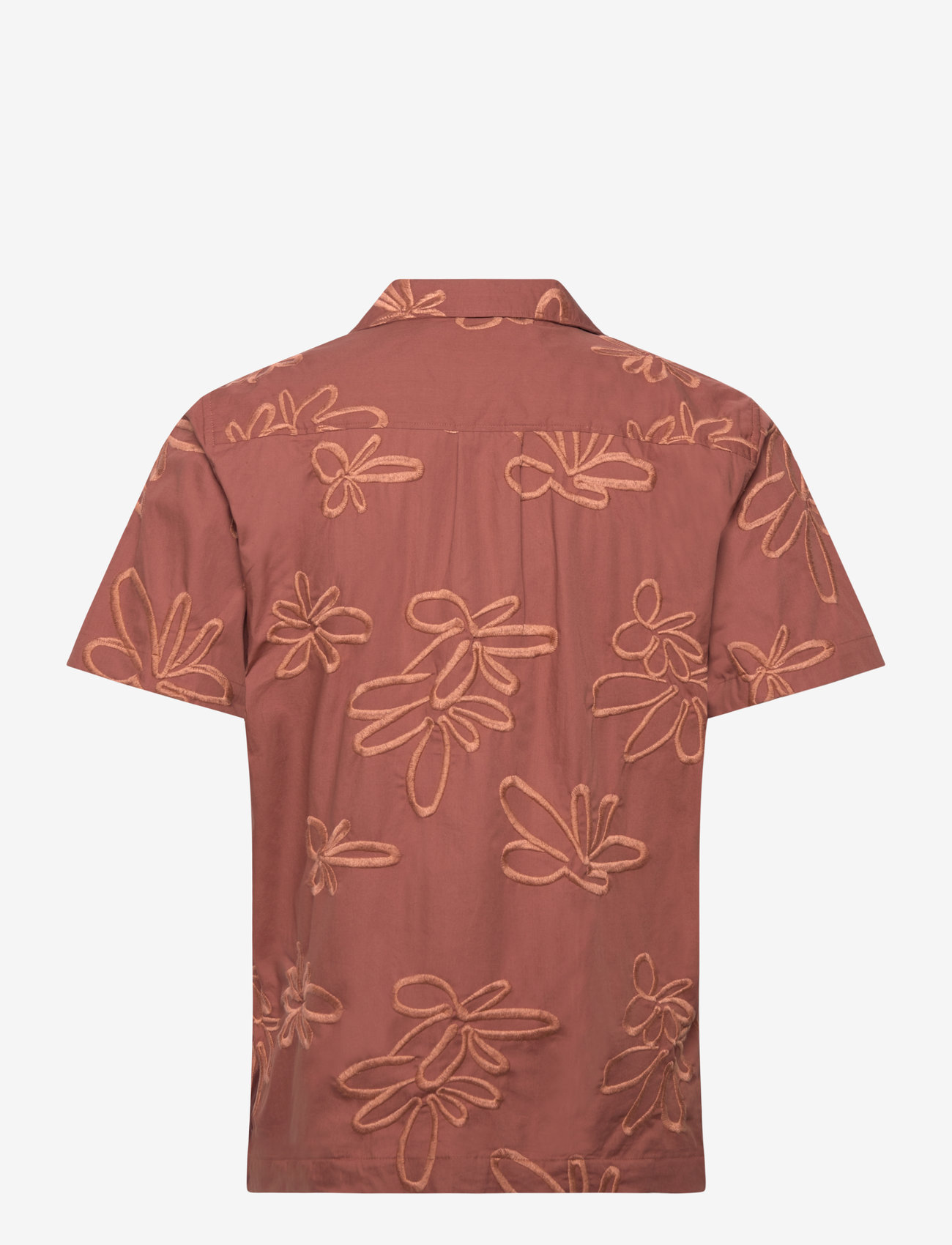 Lindbergh - Embroidered cotton shirt S/S - marškiniai trumpomis rankovėmis - clay - 2