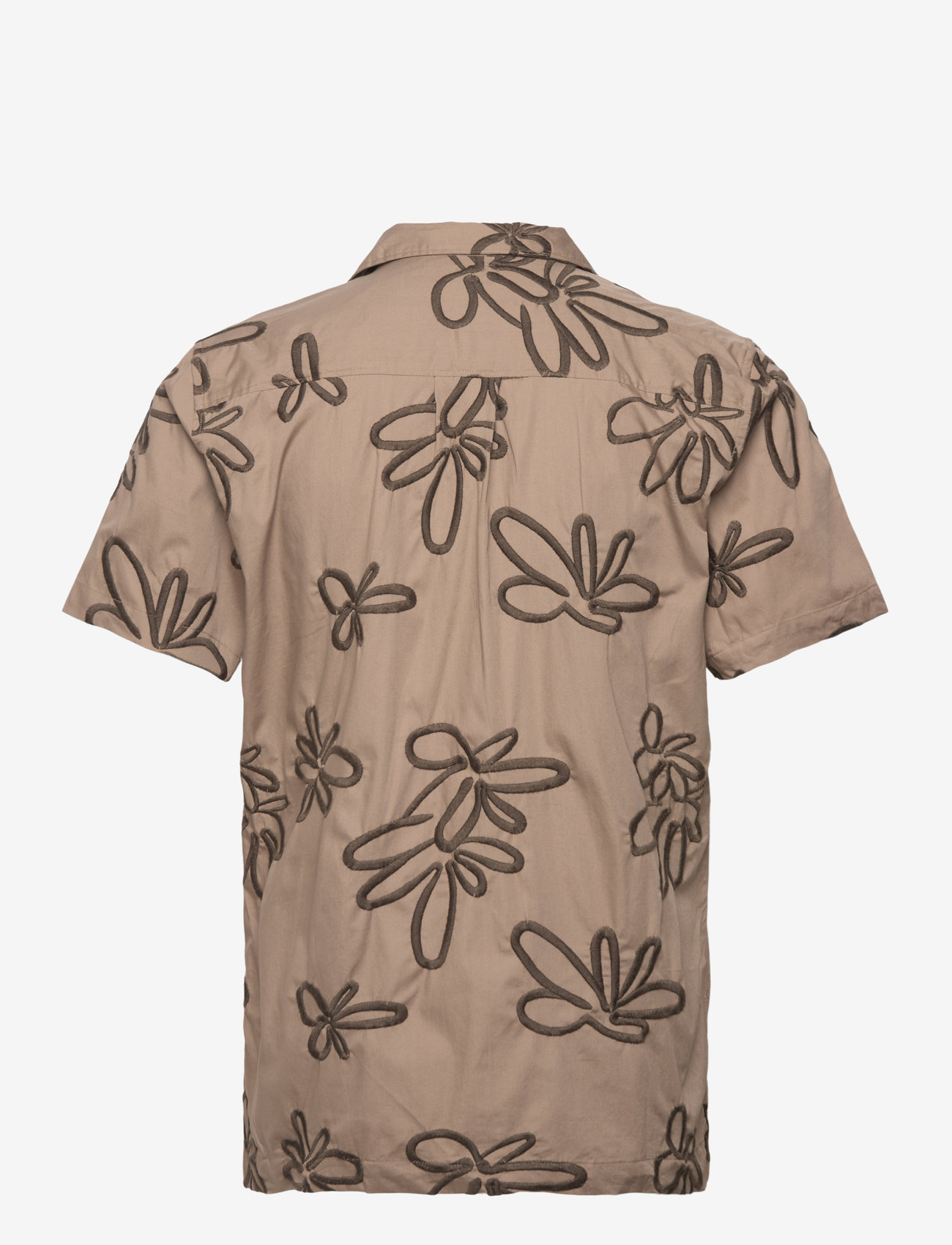 Lindbergh - Embroidered cotton shirt S/S - lühikeste varrukatega särgid - stone - 2