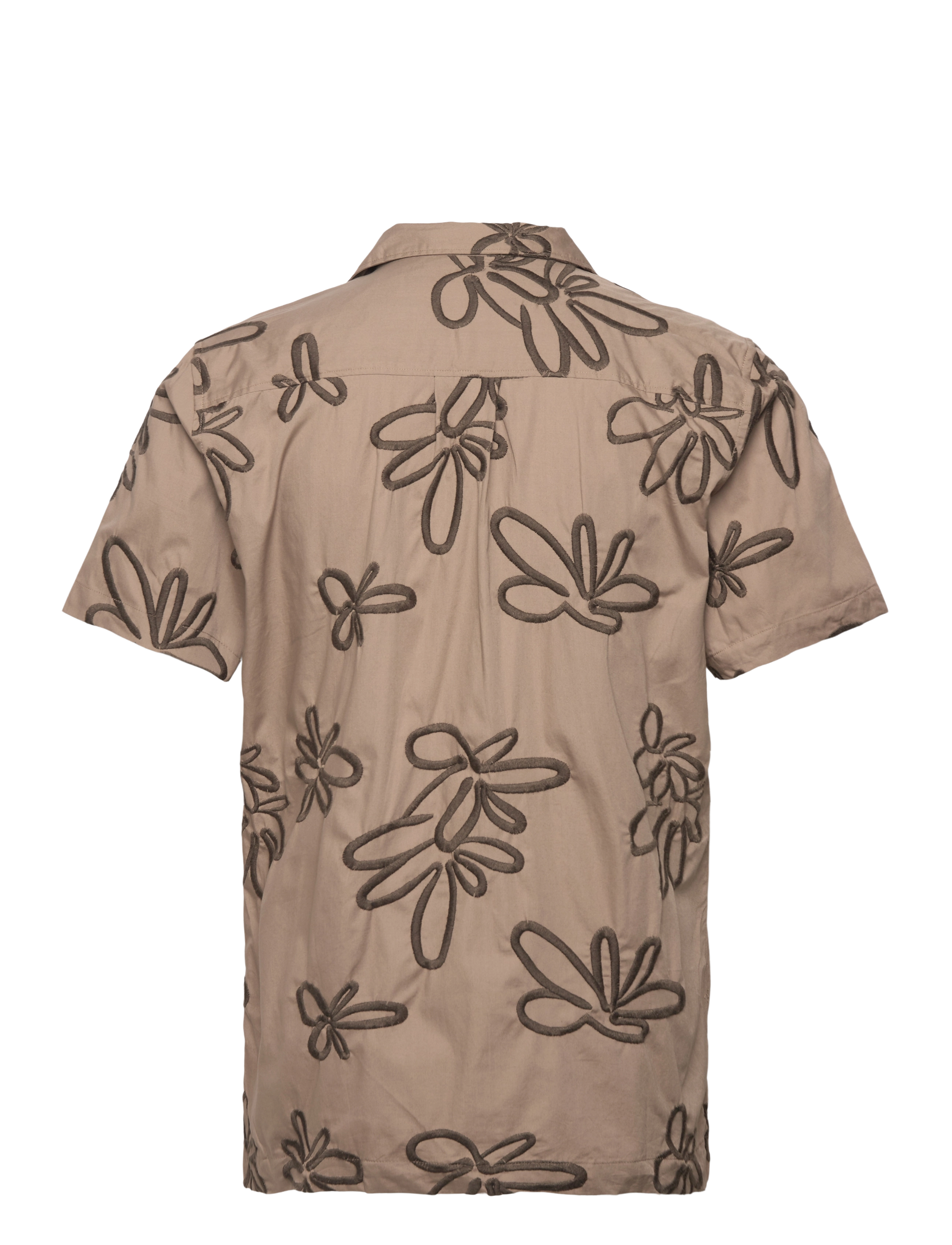 Lindbergh - Embroidered cotton shirt S/S - chemises à manches courtes - stone - 2