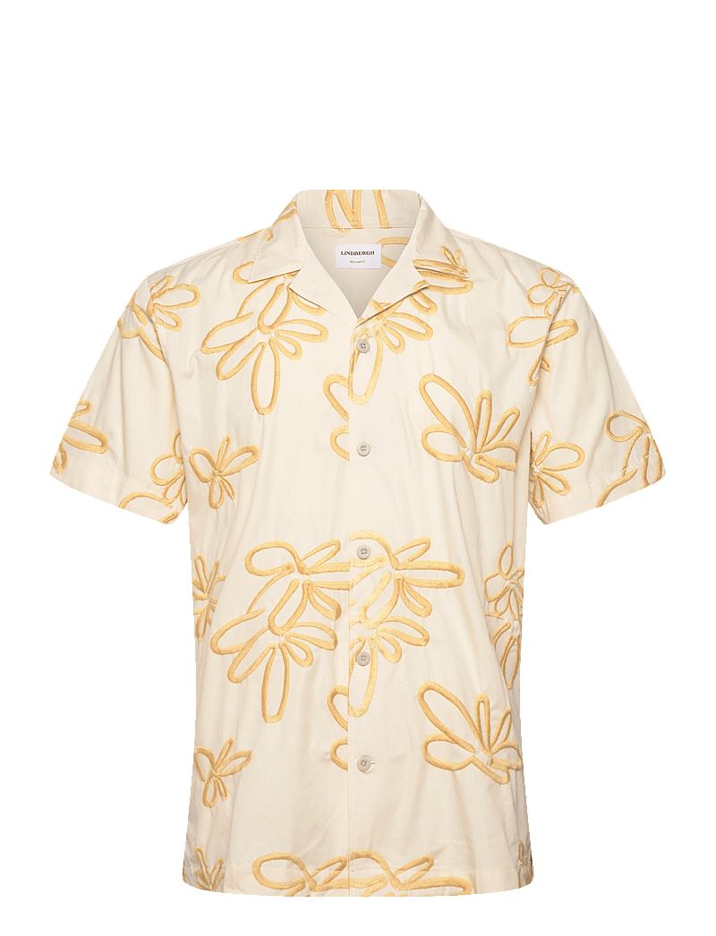 Lindbergh - Embroidered cotton shirt S/S - kortärmade skjortor - white - 1