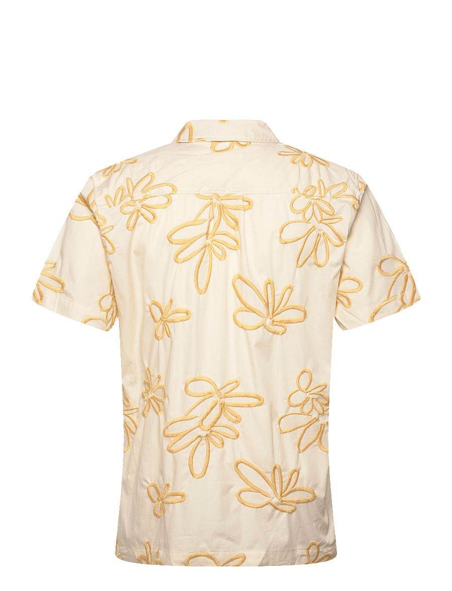 Lindbergh - Embroidered cotton shirt S/S - kortærmede skjorter - white - 2