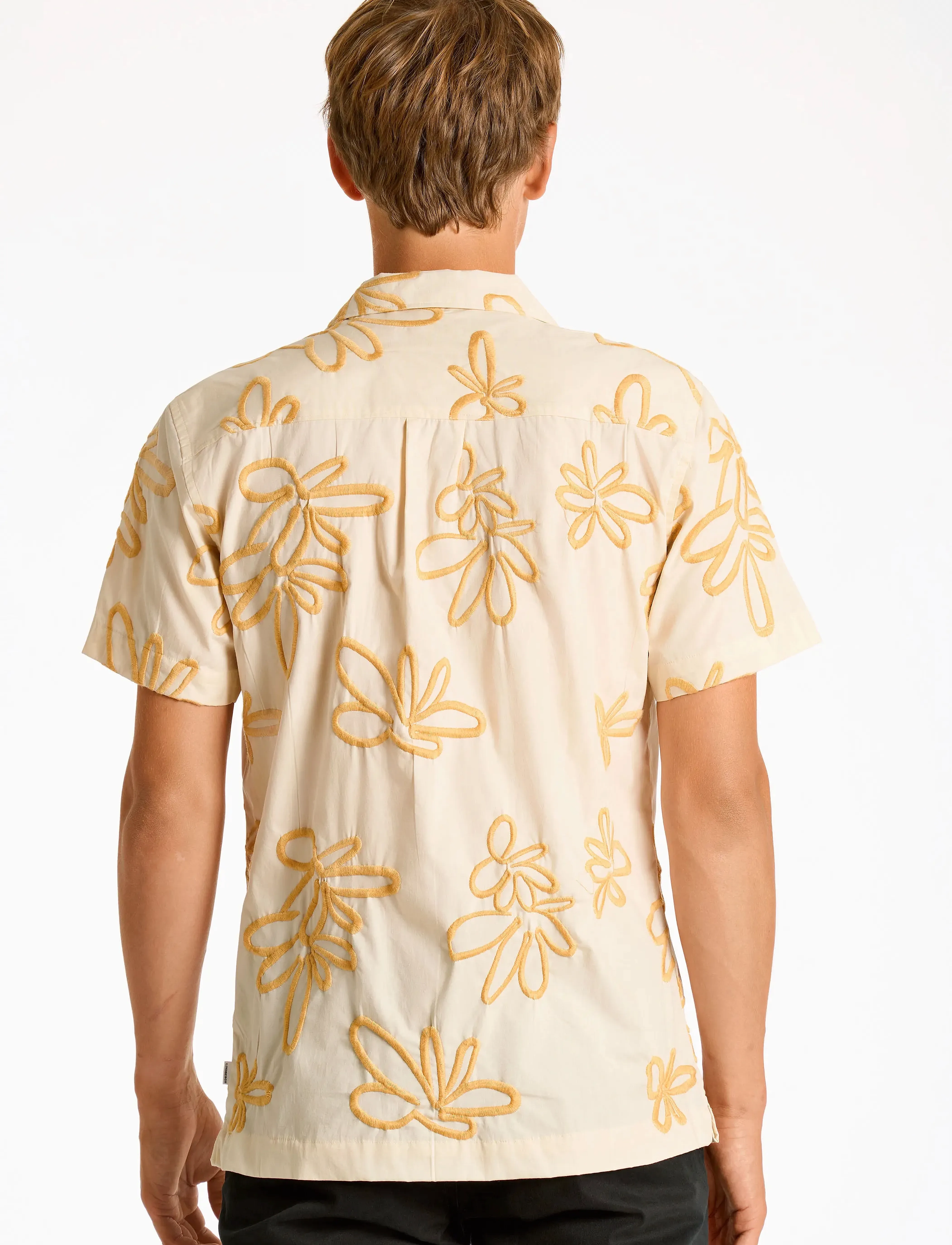 Lindbergh - Embroidered cotton shirt S/S - kortærmede skjorter - white - 3