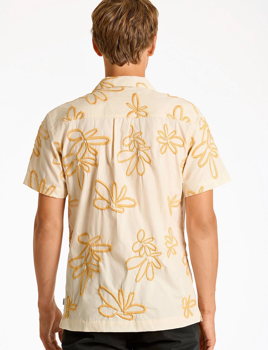 Lindbergh - Embroidered cotton shirt S/S - kortærmede skjorter - white - 3