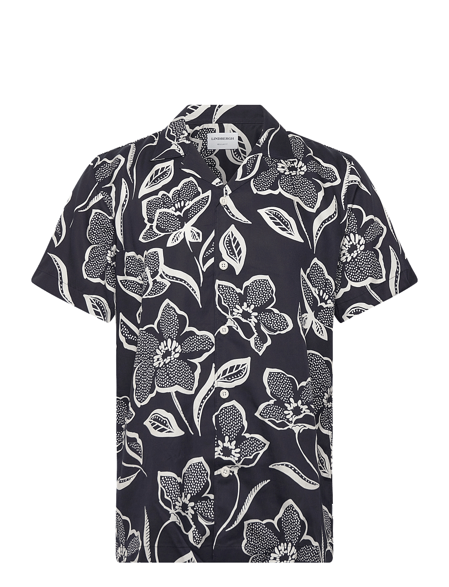 Lindbergh - AOP Lyocell shirt S/S - krekli ar īsām piedurknēm - black - 1