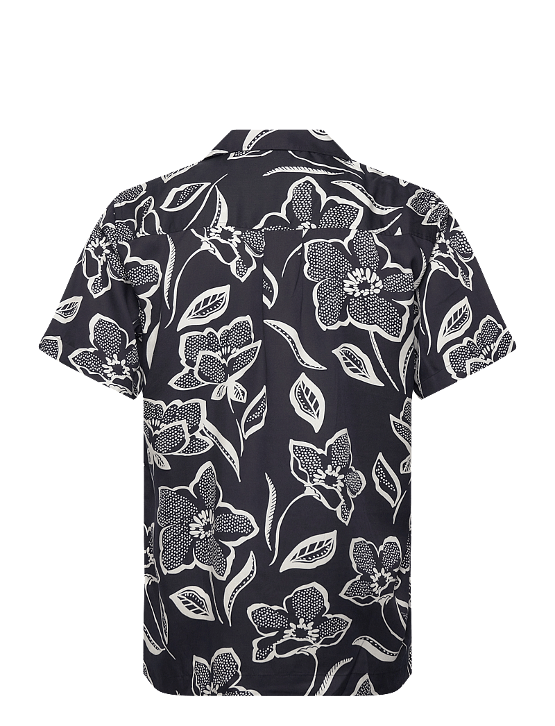 Lindbergh - AOP Lyocell shirt S/S - kortärmade skjortor - black - 2