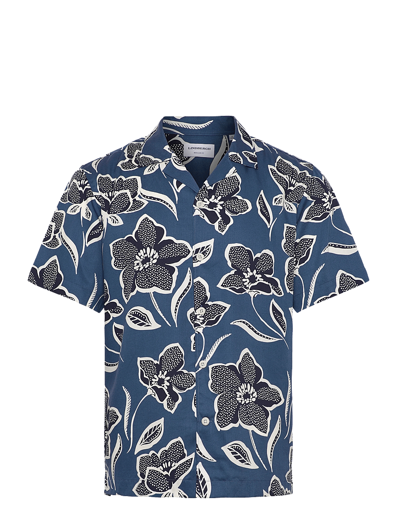 Lindbergh - AOP Lyocell shirt S/S - chemises à manches courtes - indigo blue - 1